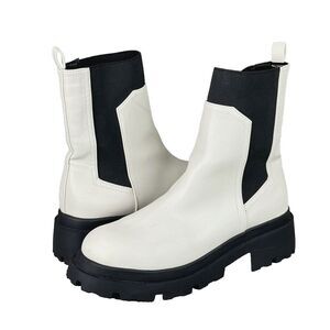 Dolce Vita Combat Boots Women's Size 8.5 "Brody" Off White Lug Sole Pull-On